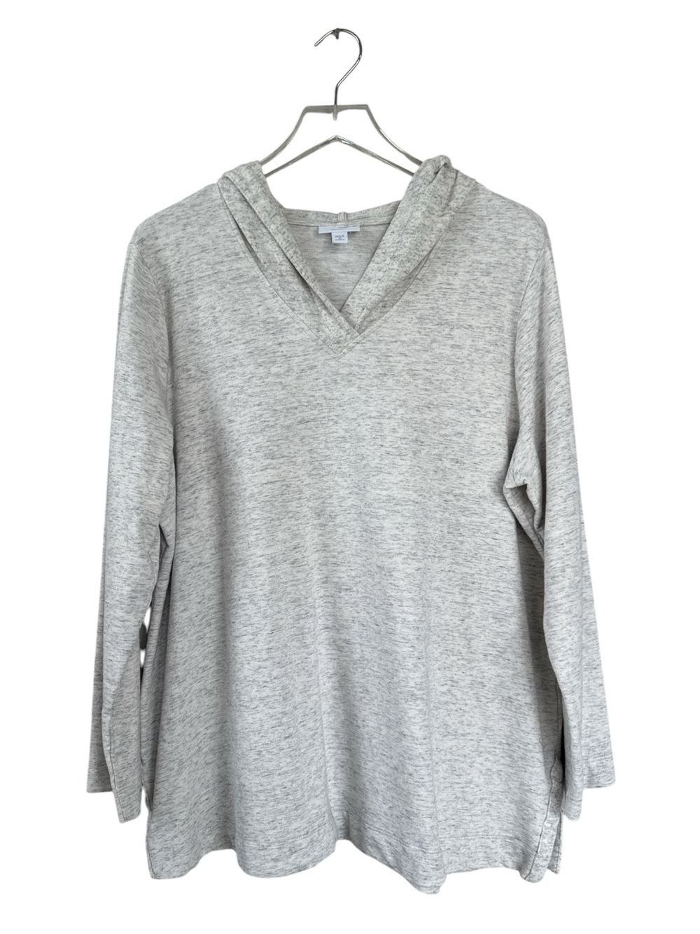 Pure Jill J.Jill Hooded Tunic Top 2X Gray Heather Pima Cotton Modal Pullover